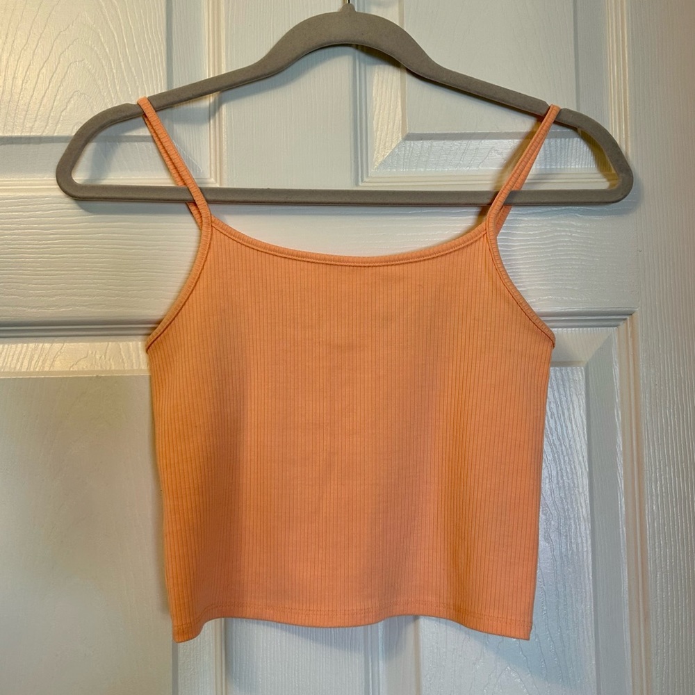 American Eagle Aqua Coral Color Ribbed Camisole Tee